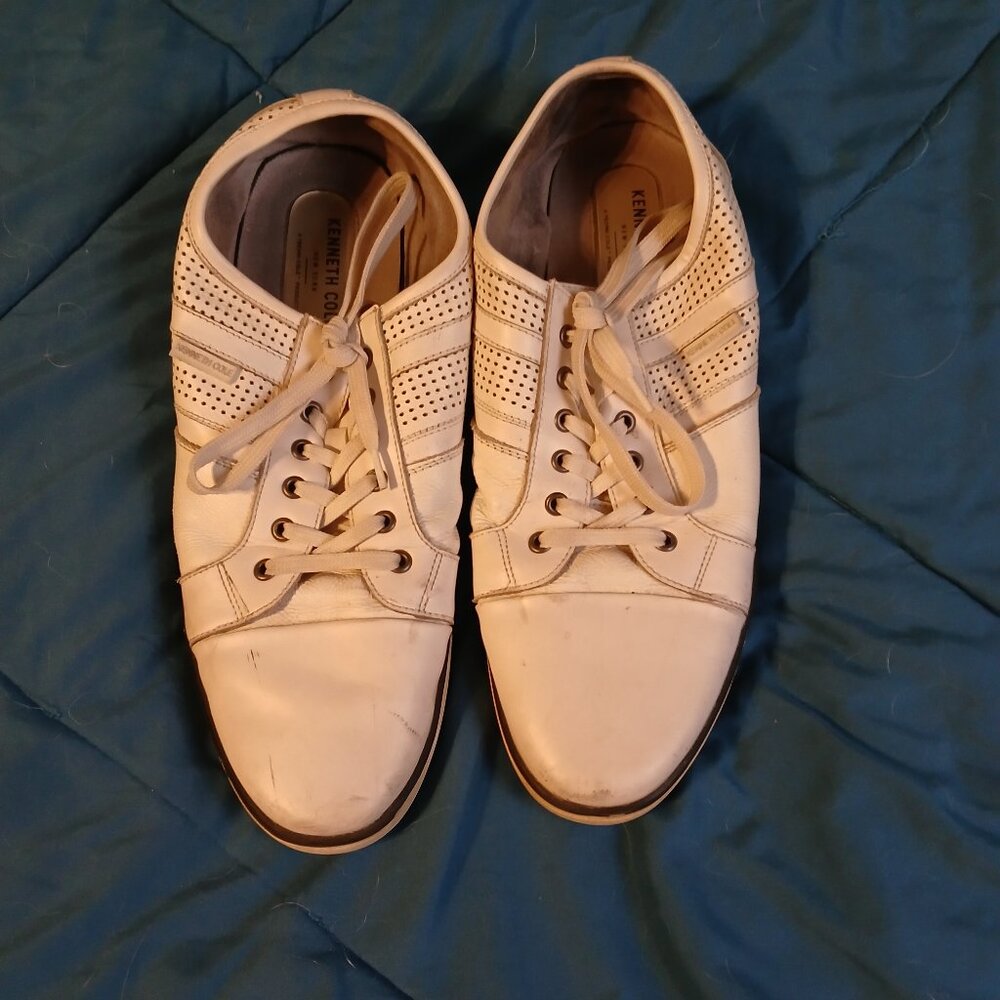 Kenneth Cole White Leather Sneakers - Men 10.5